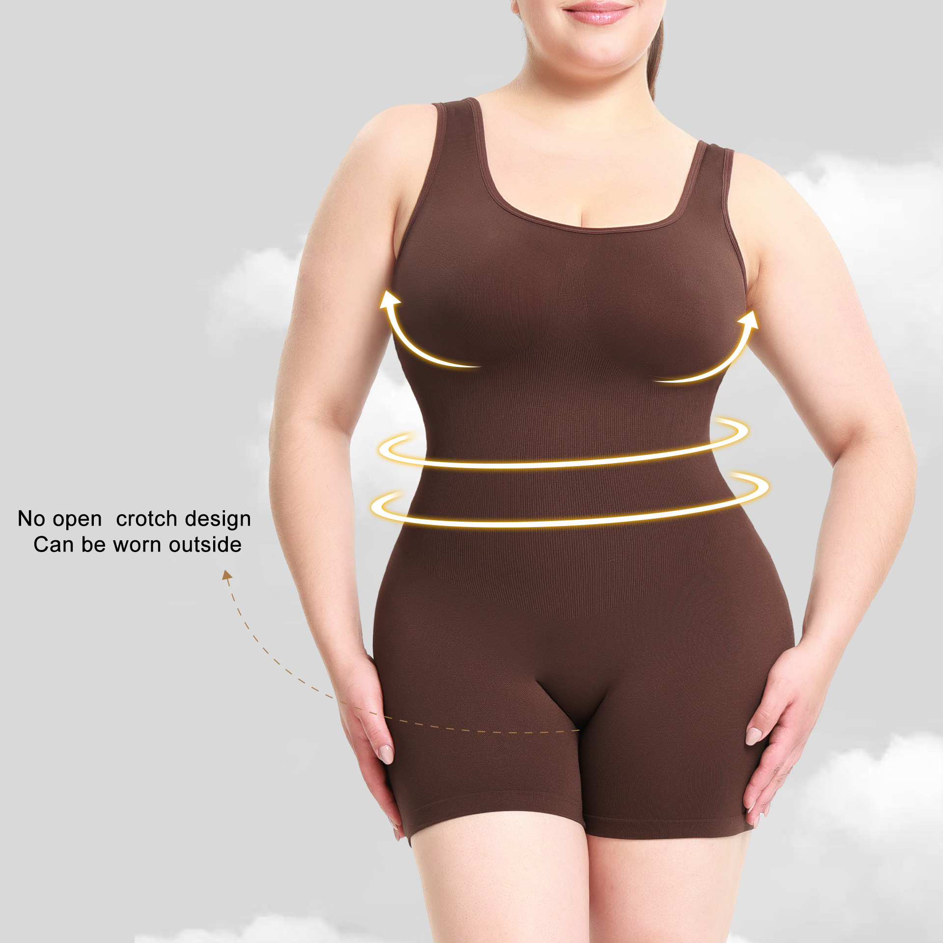 Womens Seamless Bodysuit - Sleeveless Body Shaper Romper Slimming Underwear